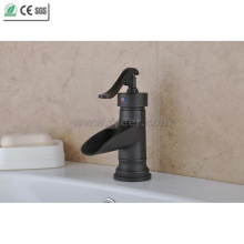 Short Body Black Teapot Waterfall Brass Bathroom Basin Faucet (Q14607B)